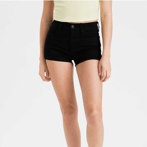 AMERICAN EAGLE HIGH-WAISTED DENIM SHORTS BLACK